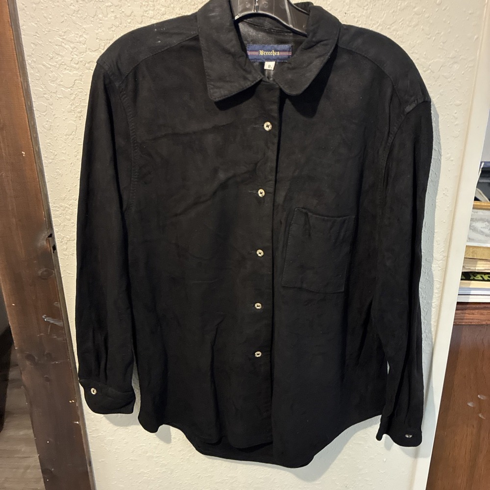 vtg womens breeches Shirt size 8 suede black button up long sleeve